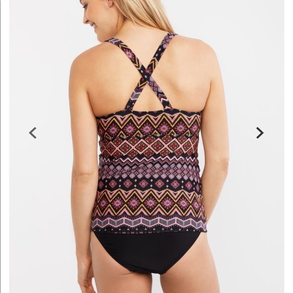 Motherhood Cross Back Ruched Maternity Swim Top - Picture 3 of 4
